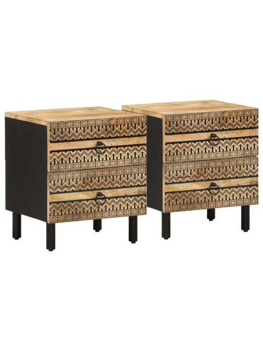Sänkykaapit 2 kpl musta 40x33,5x46 cm massiivipuuta mango