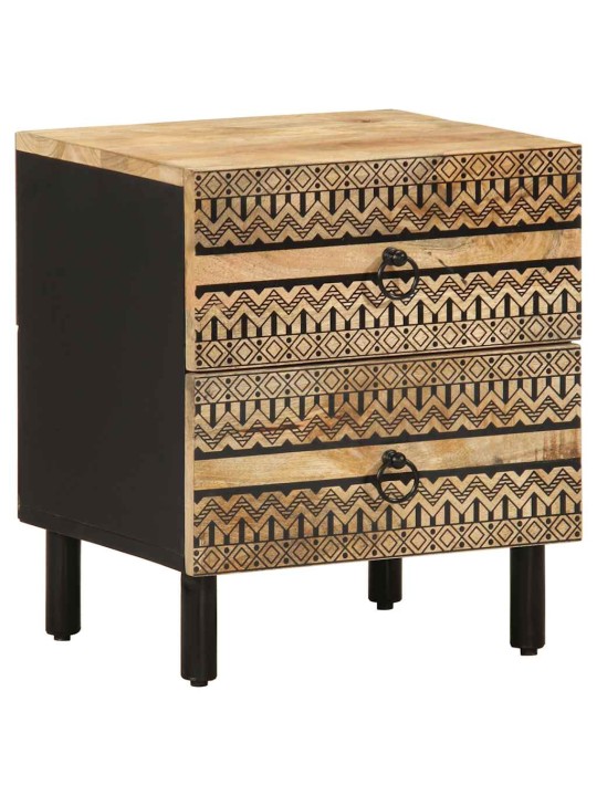 Sänkykaapit 2 kpl musta 40x33,5x46 cm massiivipuuta mango