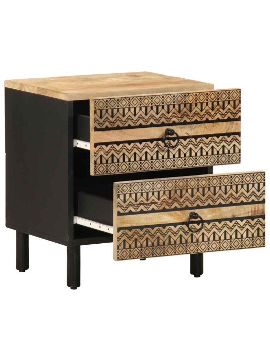 Sänkykaapit 2 kpl musta 40x33,5x46 cm massiivipuuta mango