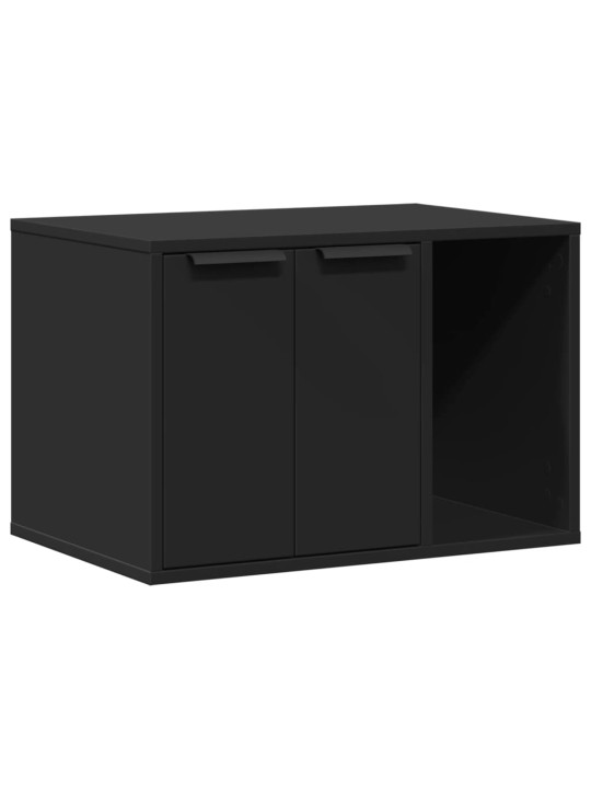 Kissanhiekkalaatikon kotelo musta 60x40x40 cm tekninen puu