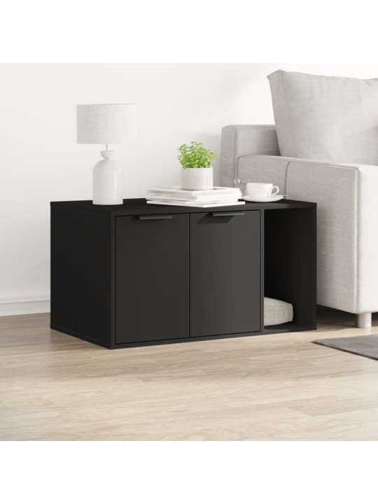 Kissanhiekkalaatikon kotelo musta 80x50x45 cm tekninen puu