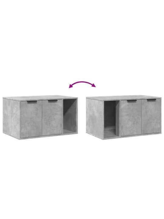 Kissanhiekkalaatikon kotelo harmaa 80x50x45 cm tekninen puu