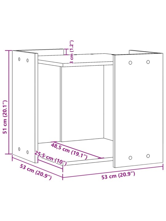 Kissanhiekkalaatikon kotelo musta 53x53x51 cm tekninen puu