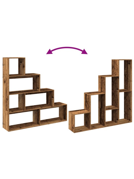 Huoneenjakaja 4 tasoa vanha puu 143,5x29x143,5 cm tekninen puu