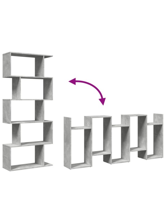 Huoneenjakaja 5 tasoa betoninharmaa 70x24x161 cm tekninen puu