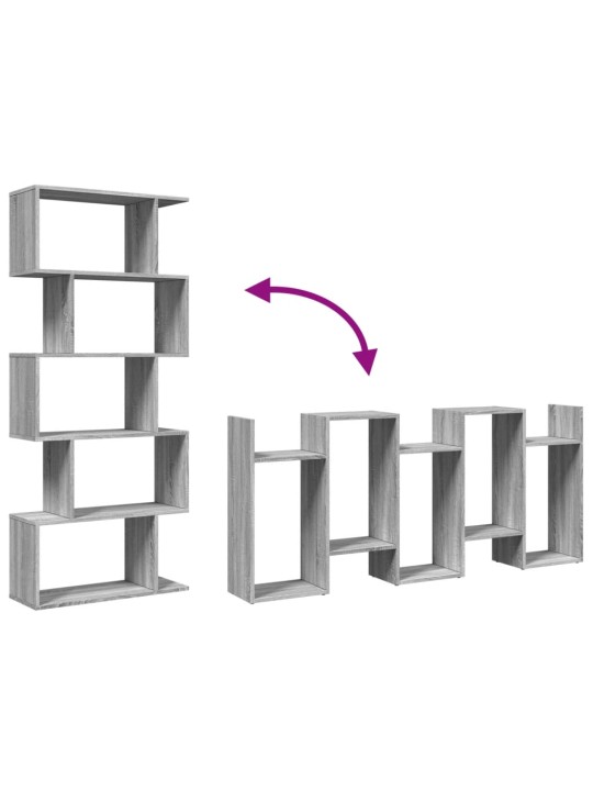 Huoneenjakaja 5 tasoa harmaa Sonoma 70x24x161 cm tekninen puu