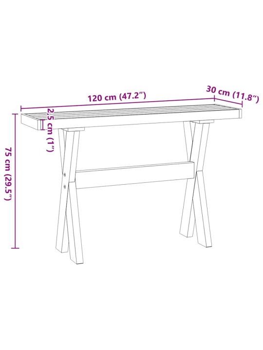 Konsolipöytä noain x-muotoiset jalat 120x30x75 cm