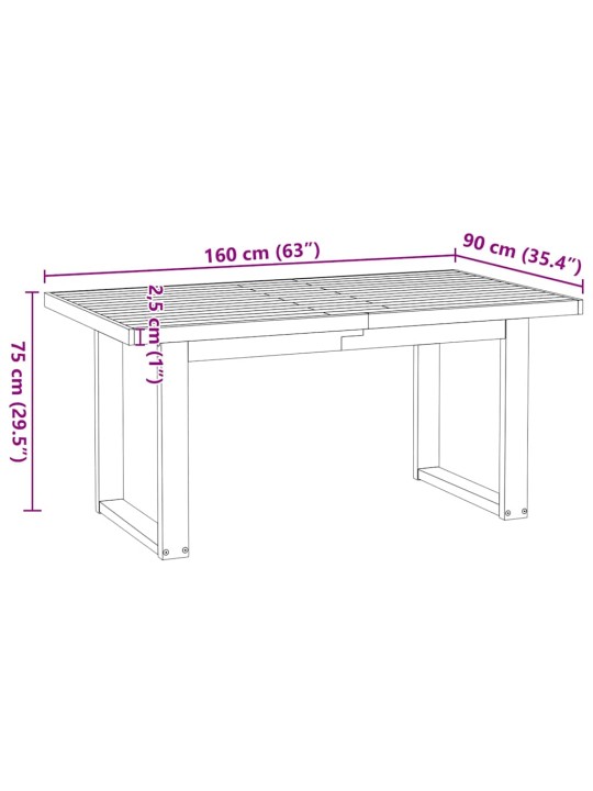 Ruokapöytä noain u-muotoiset jalat 160x90x75 cm