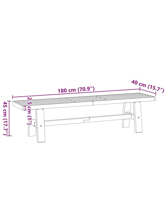 ruokapöytä NOAIN Amuotoiset jalat 180x40x45cm massiivipuu mänty