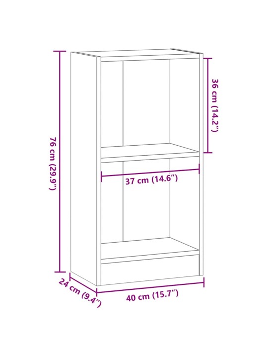 Kirjahylly harmaa sonoma 40x24x76 cm tekninen puu