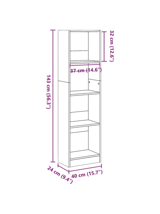 Kirjahylly savutammi 40x24x143 cm tekninen puu