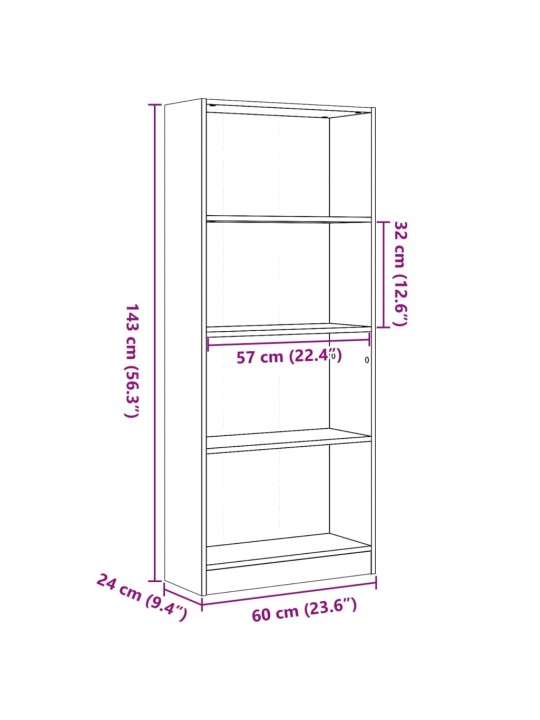 Kirjahylly Sonoma-tammi 60x24x143 cm tekninen puu