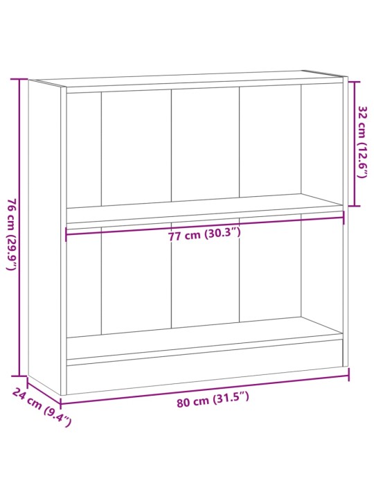 Kirjahylly harmaa Sonoma 80x24x76 cm tekninen puu