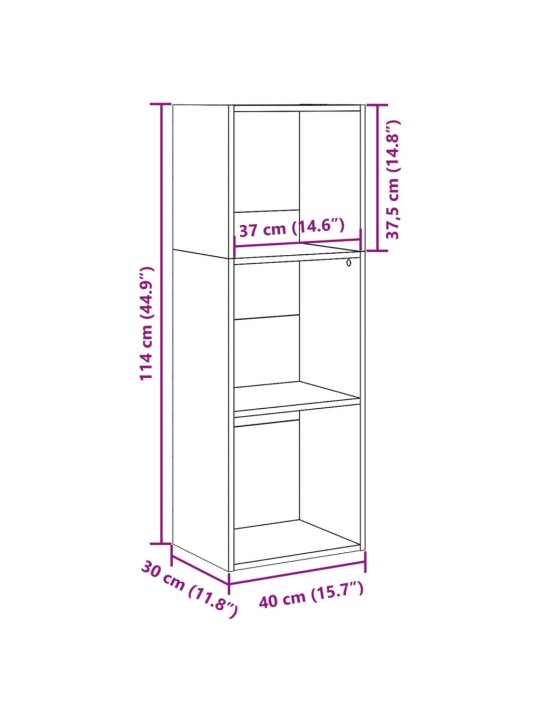 Kirjahylly betoninharmaa 40x30x114 cm tekninen puu