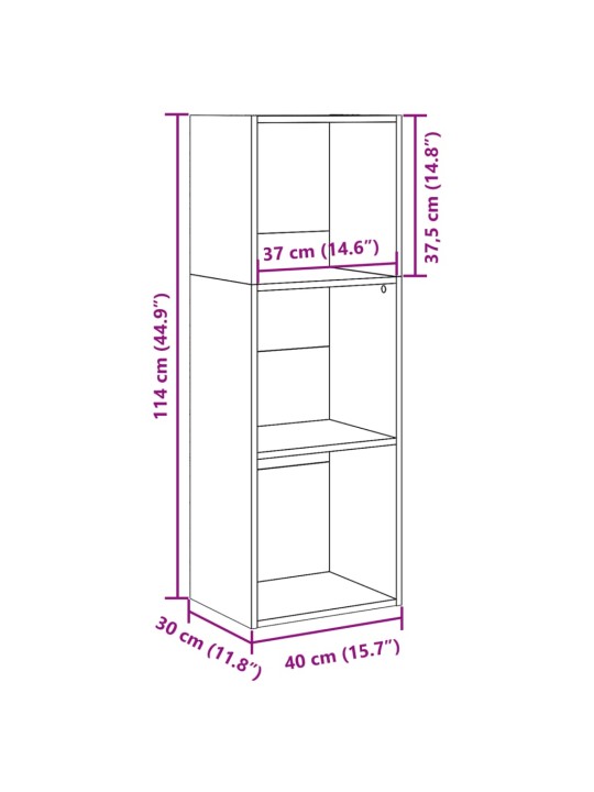 Kirjahylly harmaa Sonoma 40x30x114 cm tekninen puu