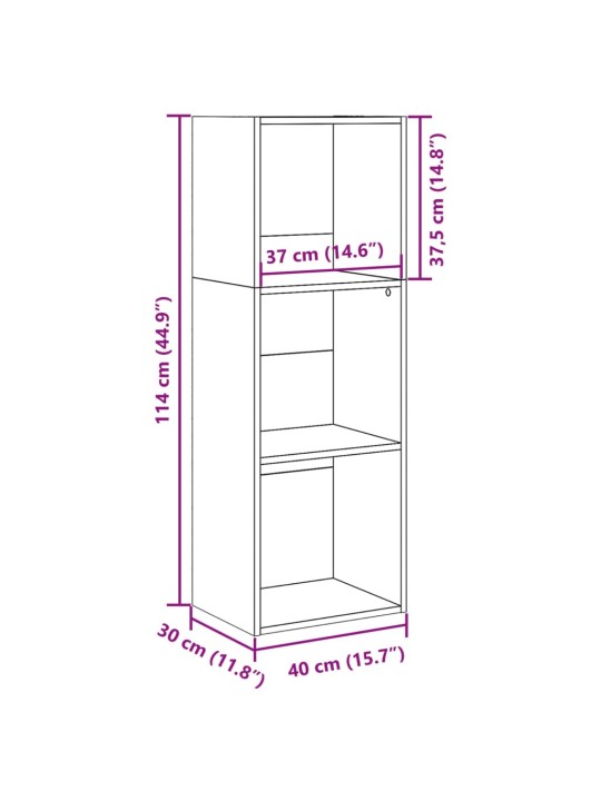 Kirjahylly vanha puu 40x30x114 cm tekninen puu