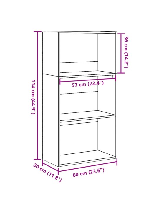 Kirjahylly musta 60x30x114 cm tekninen puu