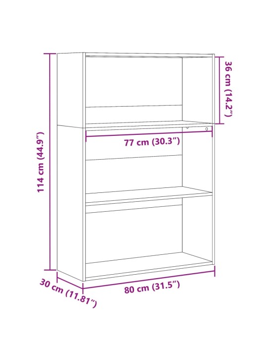 Kirjahylly valkoinen 80x30x114 cm lastulevy