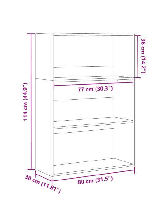 Kirjahylly betoninharmaa 80x30x114 cm tekninen puu