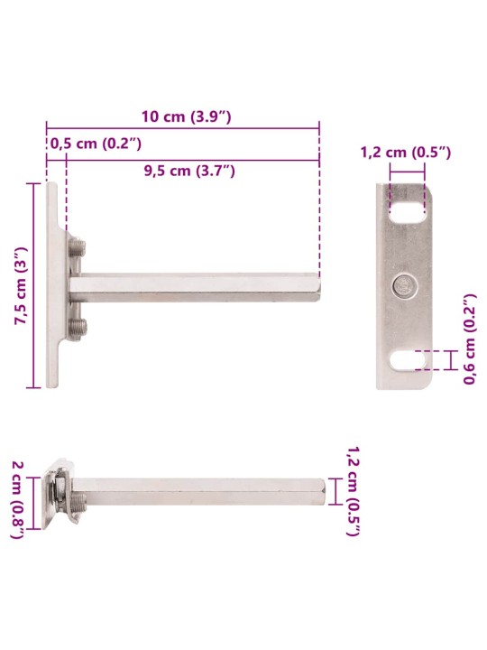kelluvat hyllykannattimet 12 kpl näkymätöntä Ø12x100 mm