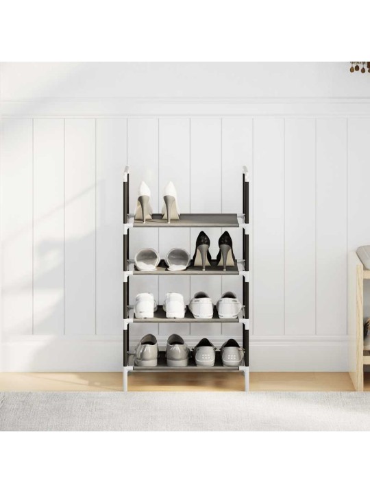 Kenkäteline 4-tasoinen musta 44x28x77 cm kuitukangas