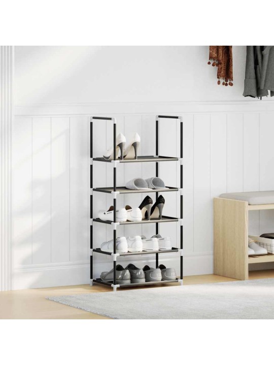 Kenkäteline 5-tasoinen musta 44x28x94 cm kuitukangas