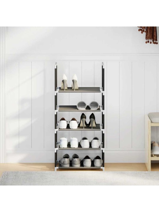 Kenkäteline 5-tasoinen musta 44x28x94 cm kuitukangas