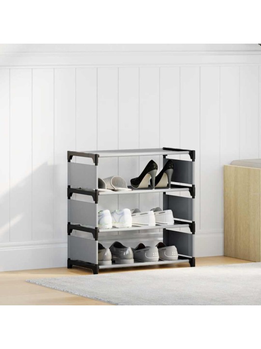 Kenkäteline 4-kerroksinen harmaa 54x28x55 cm kuitukangas