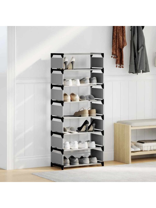 Kenkäteline 8-tasoinen harmaa 54x28x124 cm kuitukangas