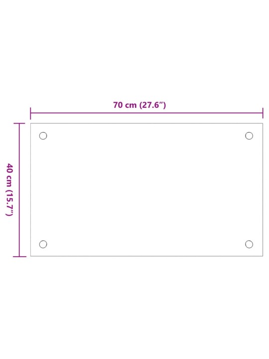 Keittiön roiskesuojat 2 kpl valkoinen 70x40 cm karkaistu lasi