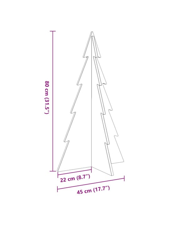 Puinen koristejoulukuusi valkoinen 80 cm täysi mänty