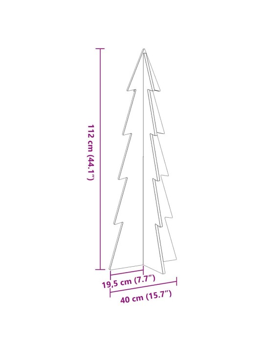 Puinen koristejoulukuusi valkoinen 112 cm täysi mänty