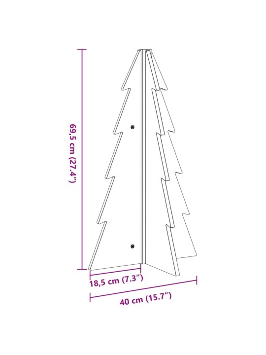 Puinen koristejoulukuusi 69,5 cm täysi mänty