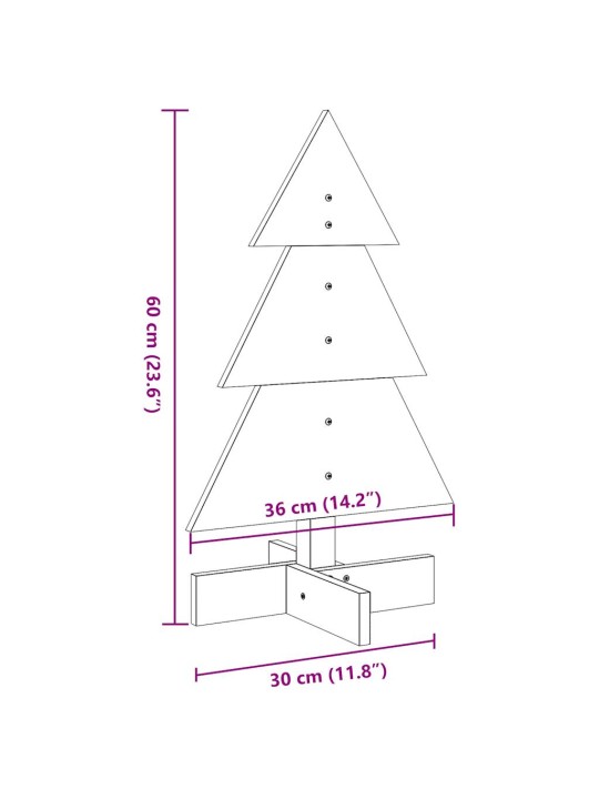 Puinen koristejoulukuusi vahanruskea 60 cm täysi mänty