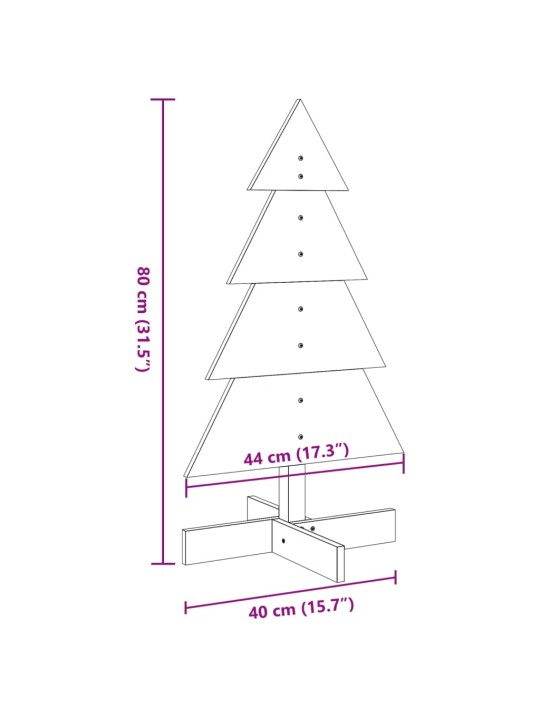 Puinen koristejoulukuusi 80 cm täysi mänty