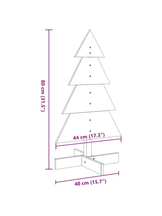 Puinen koristejoulukuusi valkoinen 80 cm täysi mänty