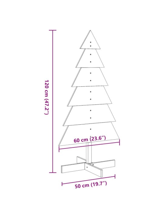 Puinen koristejoulukuusi vahanruskea 120 cm täysi mänty