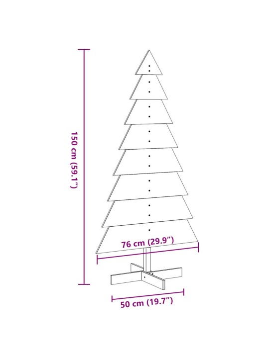 Puinen koristejoulukuusi valkoinen 150 cm täysi mänty