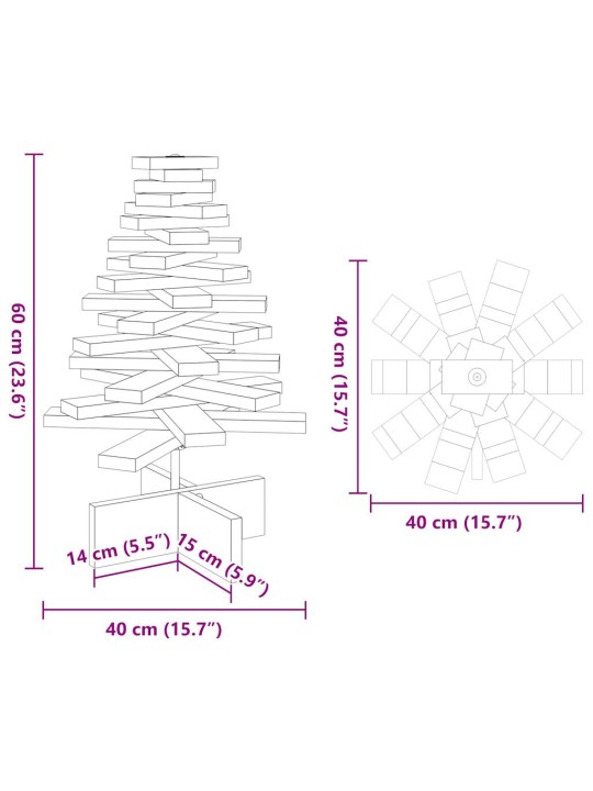 Puinen koristejoulukuusi valkoinen 60 cm täysi mänty