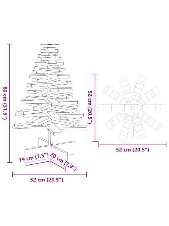 Puinen koristejoulukuusi 80 cm täysi mänty