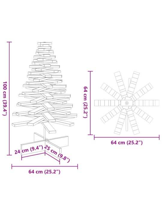 Puinen joulukuusi koriste 100 cm täysi mänty