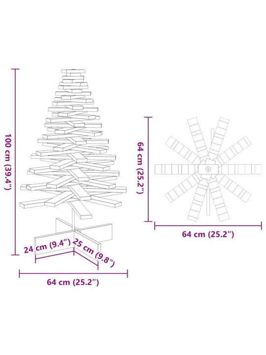 Puinen koristejoulukuusi valkoinen 100 cm täysi mänty