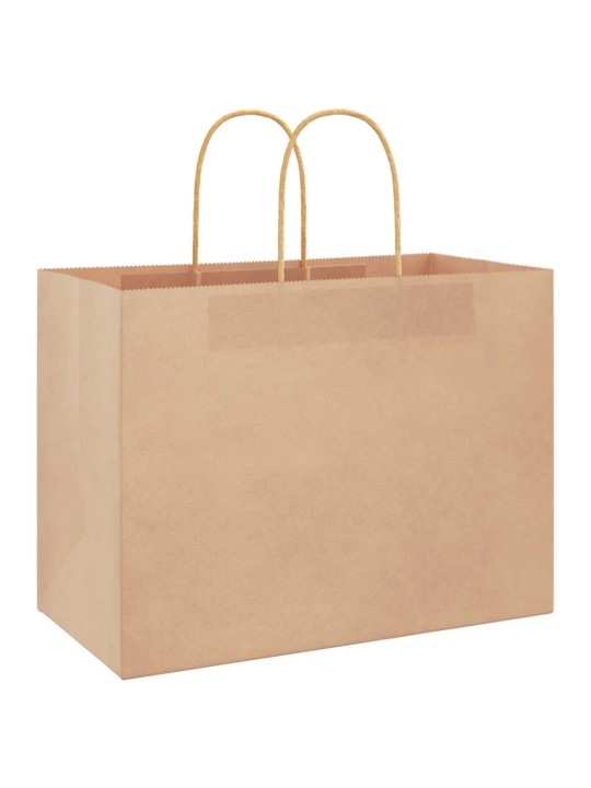 Paperikassit 50 kpl kahvoilla ruskea 32x17x25 cm