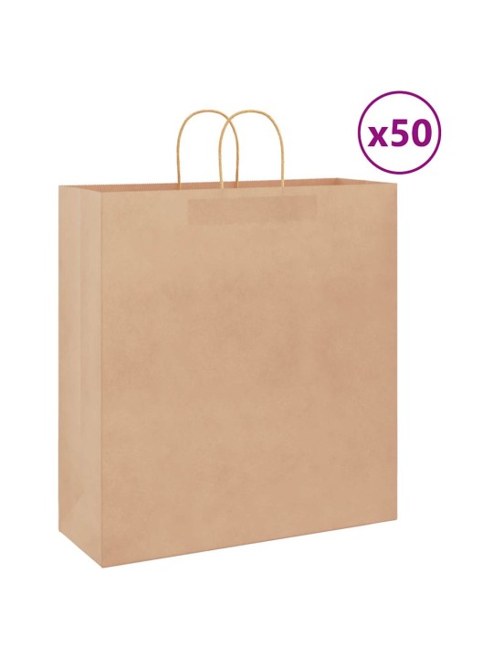 Paperikassit 50 kpl kahvoilla ruskea 45x17x48 cm