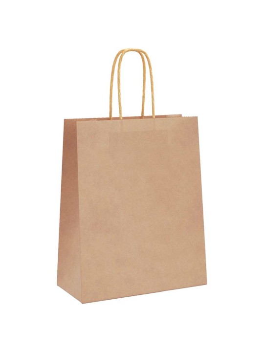 Paperikassit 250 kpl kahvoilla ruskea 18x8x22 cm