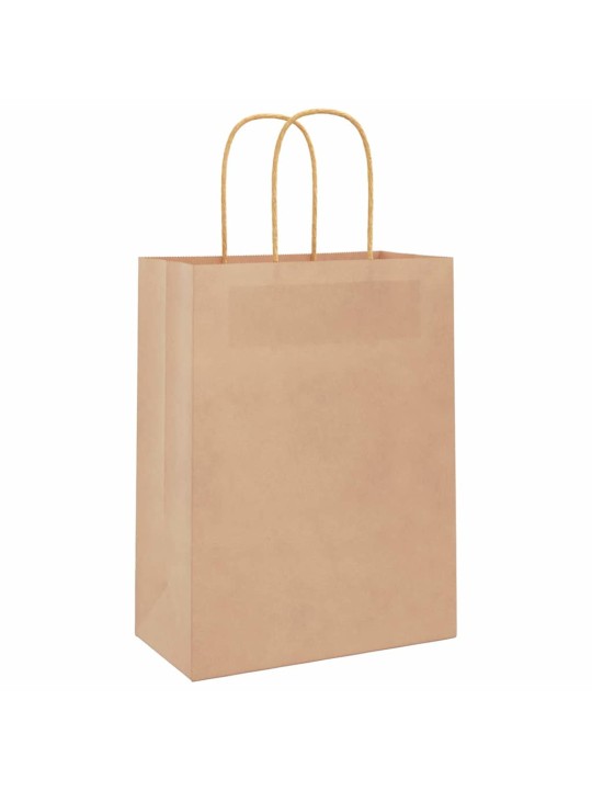Paperikassit 250 kpl kahvoilla ruskea 21x11x28 cm