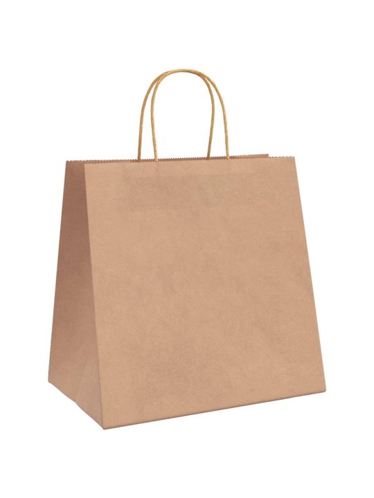 Paperikassit 250 kpl kahvoilla ruskea 26x17x25 cm