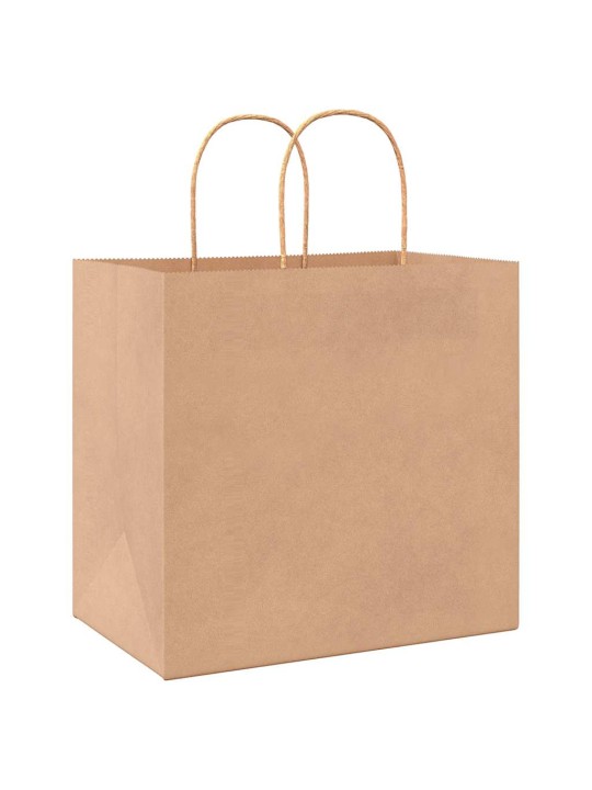 Paperikassit 250 kpl kahvoilla ruskea 26x17x25 cm