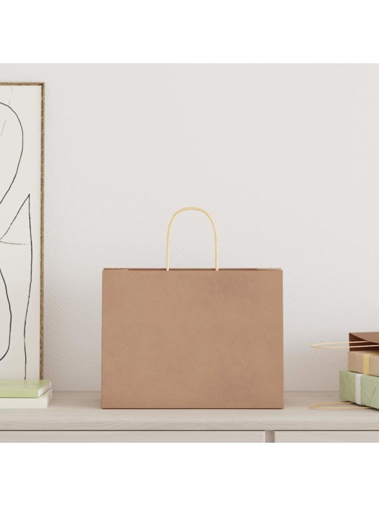 Paperikassit 250 kpl kahvoilla ruskea 32x17x25 cm