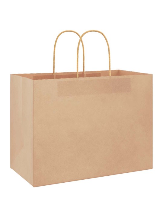Paperikassit 250 kpl kahvoilla ruskea 32x17x25 cm